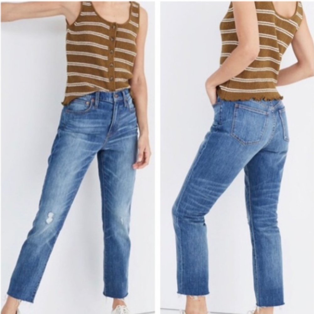 Madewell High-Rise Slim Crop Distressed Boyjean Dover Wash Size 27